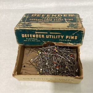 Antique DEFENDER Utility Superplated steel pins for medium weight fabrics.